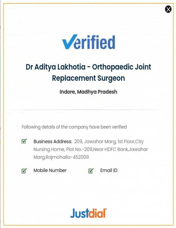 dr aditya lakhotia verified orthopedic surgeon indore justdial verified profile city nursing home